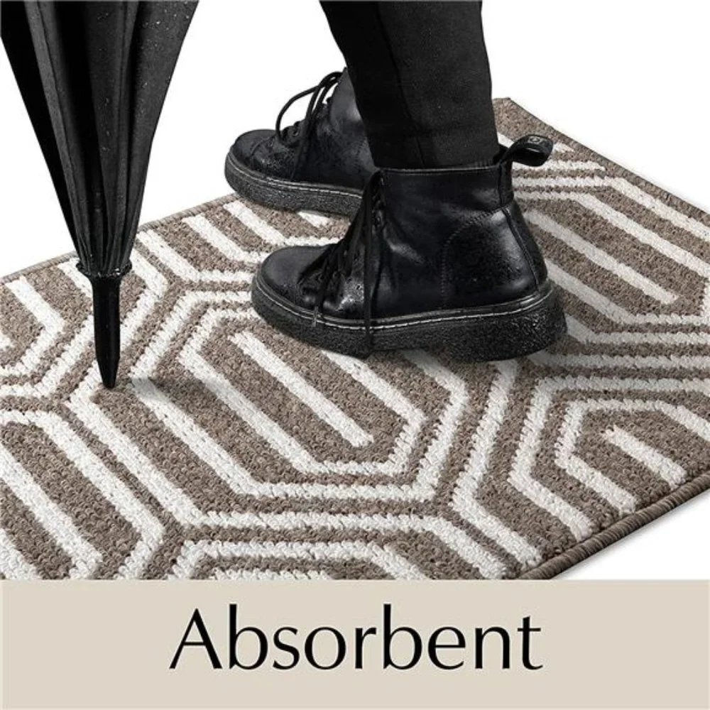 2 Pack, Inside Outside Door Mats, Rubber Backing Odorless and Non Slip - Brown